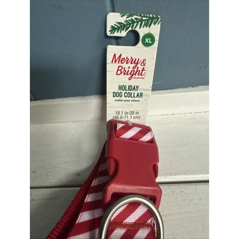 Marry & Bright Holiday‎ Dog Collar Red Strip Candy Cane XL Extra Large